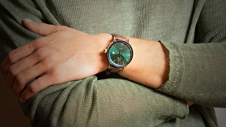 Swiss Automatic Watch for Men - Virtuo collection by Jowissa with Green Dial and brown leather band and Sapphire glass. Swiss Made by Jowissa. Mobile