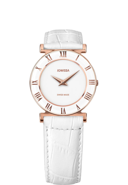 White watch for ladies with gold details on the front - swiss watch for women - all swiss made