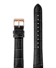 Load image into Gallery viewer, Front View of 18mm Black / Rose Mat Alligator Watch Strap E3.1158 by Jowissa
