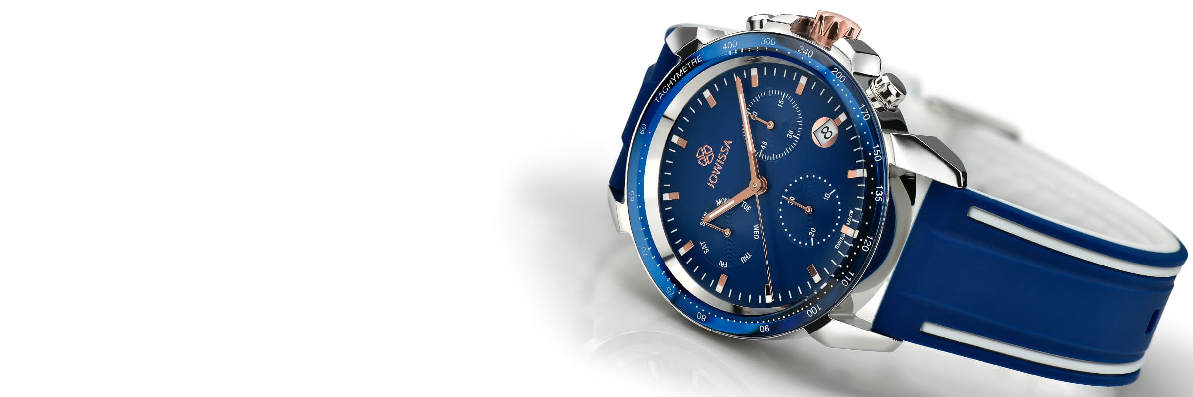 Swiss Chronograph for Men by Jowissa - LeWy 9 Collection with blue dial, tachymeter and sapphire crystal. Desktop