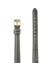 Carica l&#39;immagine nel visualizzatore di Gallery, Front View of 12mm Grey / Gold Glossy Croco Watch Strap E3.1468.S by Jowissa
