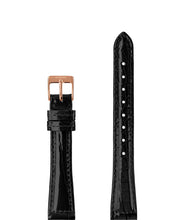 Charger l&#39;image dans la galerie, Front View of 12mm Black / Rose Glossy Croco Watch Strap E3.1440.S by Jowissa
