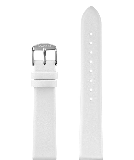 Front View of 18mm White / Silver Plain Mat Watch Strap E3.1485.L by Jowissa