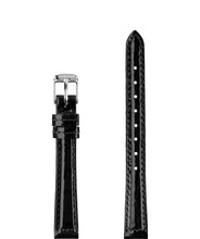 Carica l&#39;immagine nel visualizzatore di Gallery, Front View of 12mm black Glossy Croco Watch Strap E3.1445.S by Jowissa
