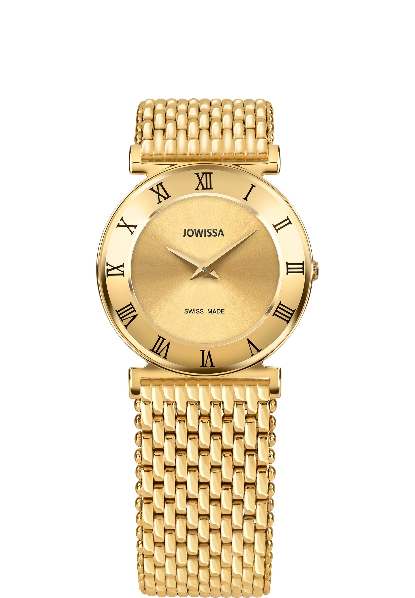 Swiss gold watch for women - all swiss made for ladies with gold strap and gold dial - gold watch for ladies