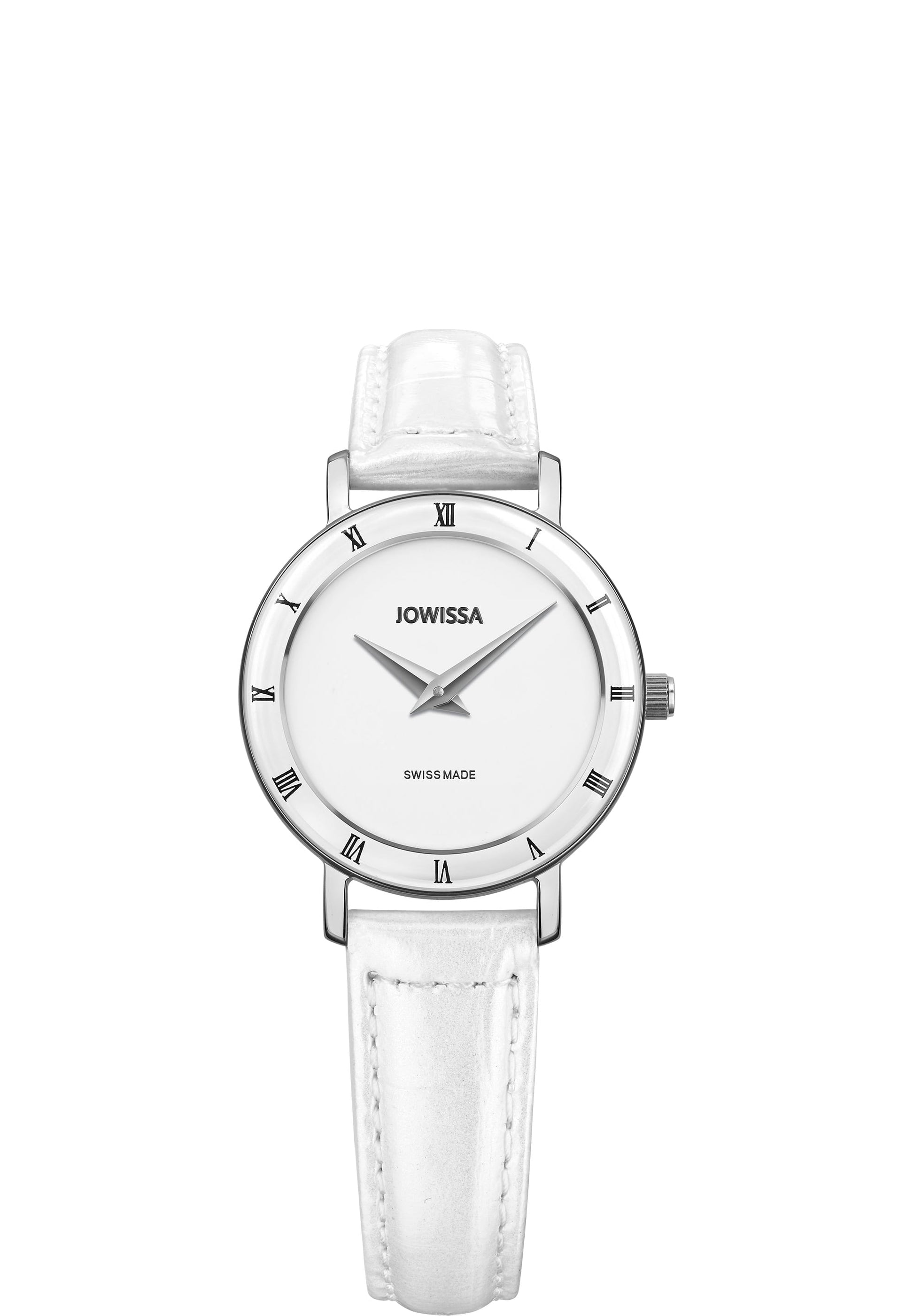 White watch for ladies - all made in switzerland watch for women - watch with white leather strap and white dial