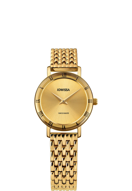 Gold roma watch made for ladies - swiss made watch for women - gold dial womens watch with roman numbers