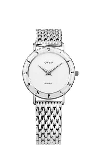 Silver watch for women - j2.289.m white watch made for ladies in switzerland - with roman numbers -silver white watch for women