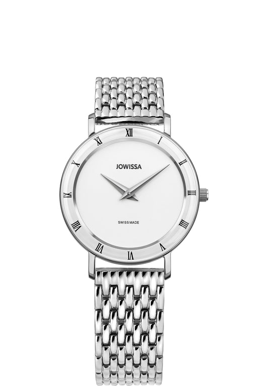 Silver watch for women - j2.289.m white watch made for ladies in switzerland - with roman numbers -silver white watch for women