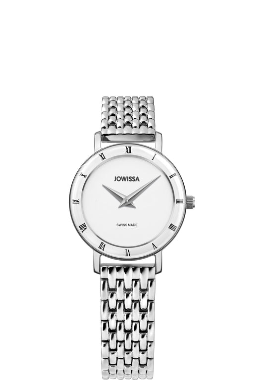 Roma swiss ladies watch - white swiss ladies watch - silver watch for women with white details and roman numbers