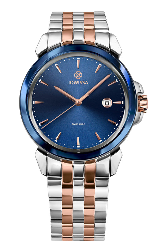 J4.250.L Lewy 3 swiss watch for men - with silver and gold strap and blue dial - all swiss made