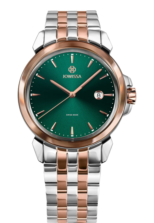 J4.253.L Lewy 3 swiss watch for men - with silver and gold strap and green dial - all swiss made