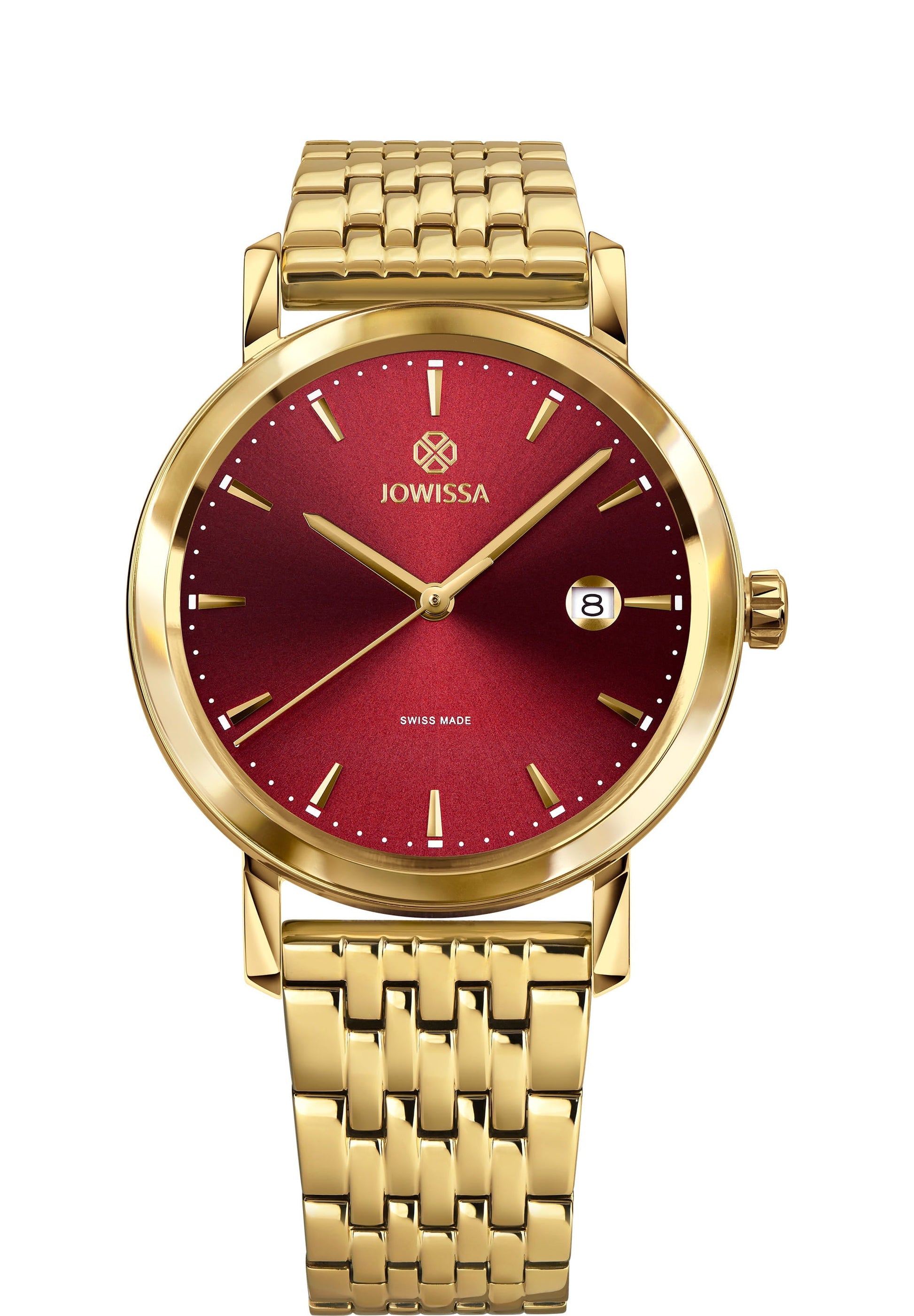 Gold magno watch for men - swiss watch with red dial stainless steel - gold and red watch for men - all swiss made