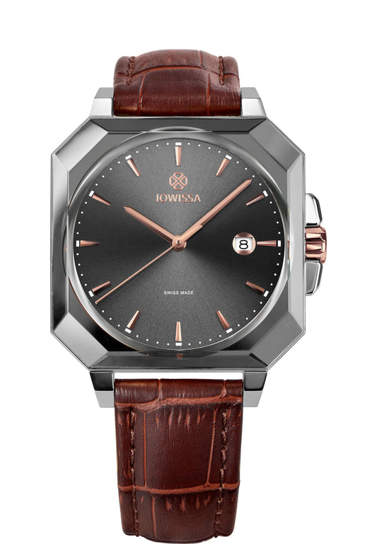 J4.572.L Front View of a Octa 3 Swiss Mens Watch  by Jowissa Black Brown