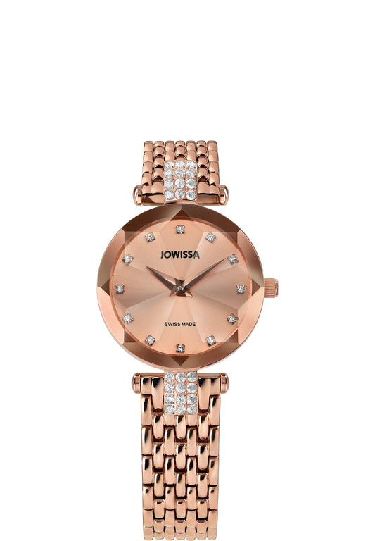 Gold ladies watch - with gold strap and dial made in switzerland for women