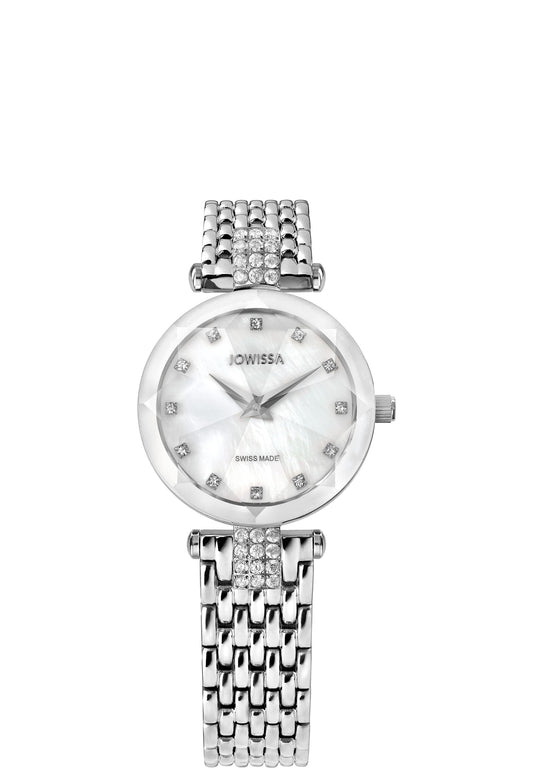 Silver swiss watch for ladies - all swiss made watch with silver strap and white dial 