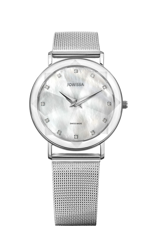 Swiss watch for ladies with grey strap white dial - silver watch by switzerland 