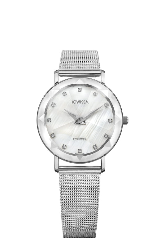 J5.668.M swiss watch for ladies - with grey strap and white dial facet watch- all made in switzerland