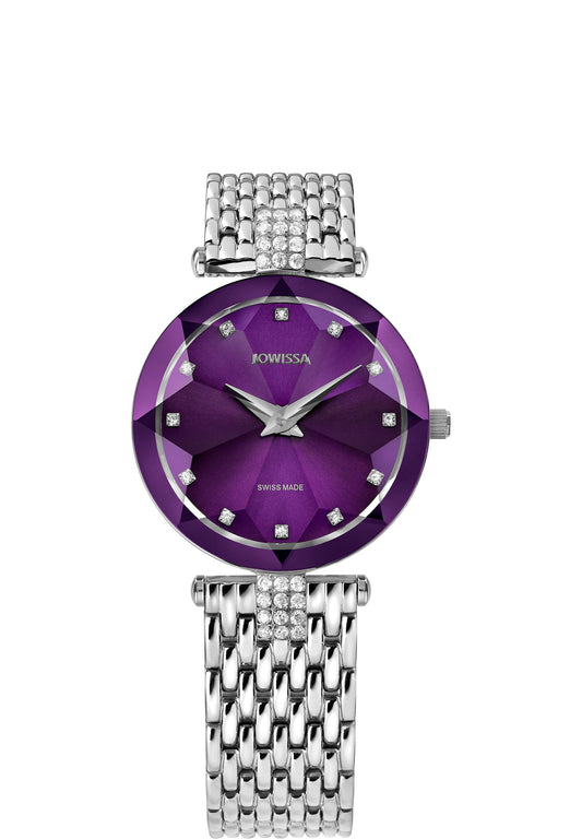 Swiss jowissa watch for ladies - all swiss made watch for women with purple dial and silver strap