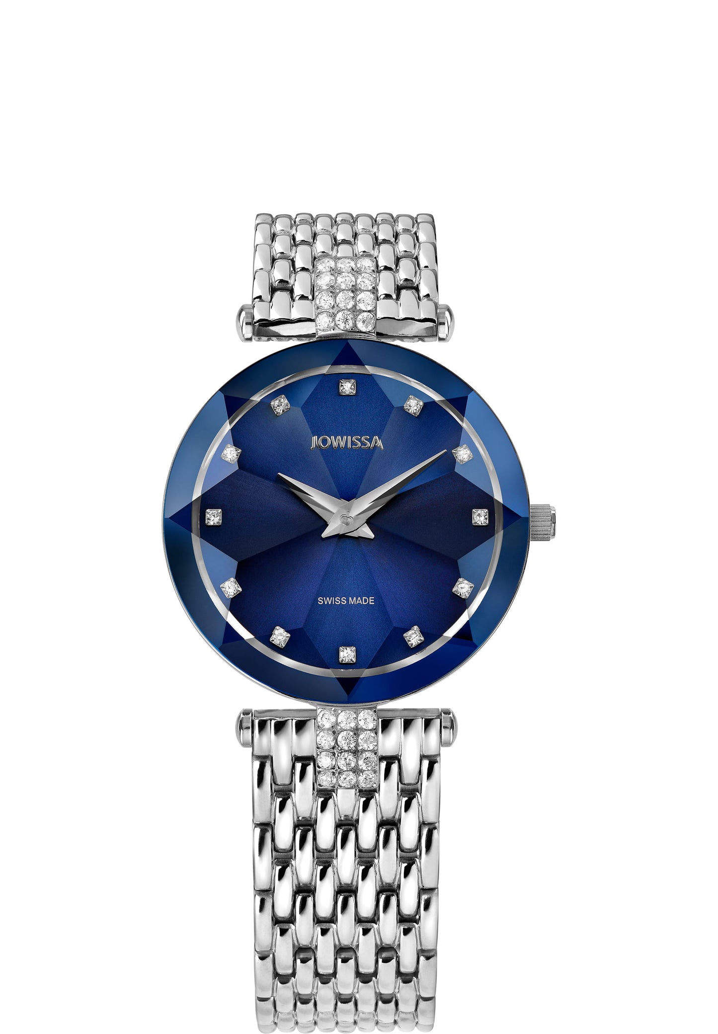 Swiss ladies watch - with blue dial and silver strap - all swiss made fro women