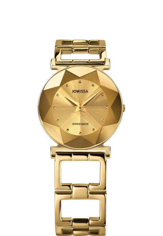 Gold watch for women - with gold dial facet for ladies - all swiss made ladies watch