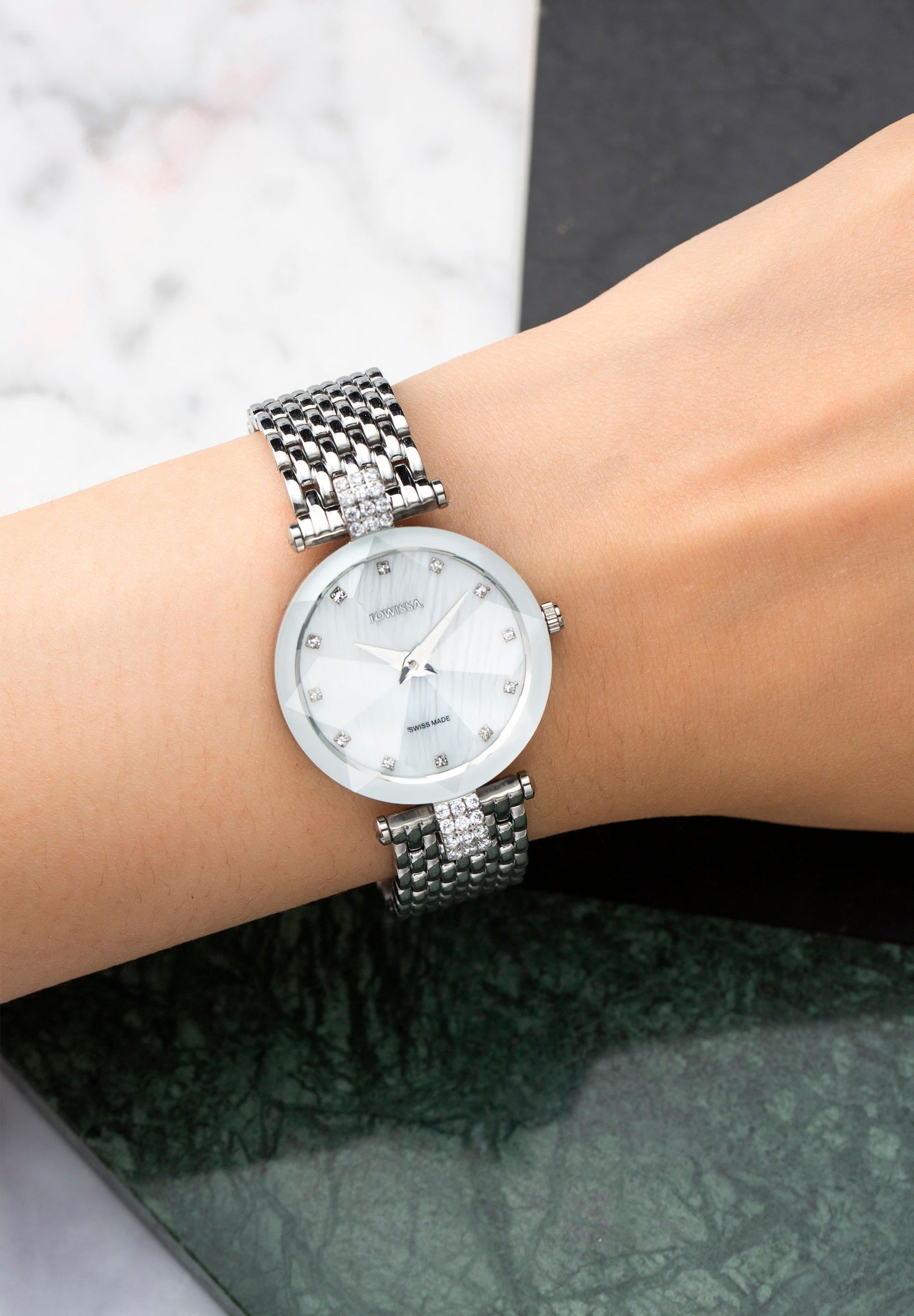 Silver swiss watch for women - with silver strap and silver dial - all swiss made watch for women