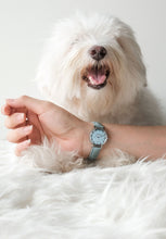 Lade das Bild in den Galerie-Viewer, light blue fashioned swiss made ladies watch. fits every wrist.
