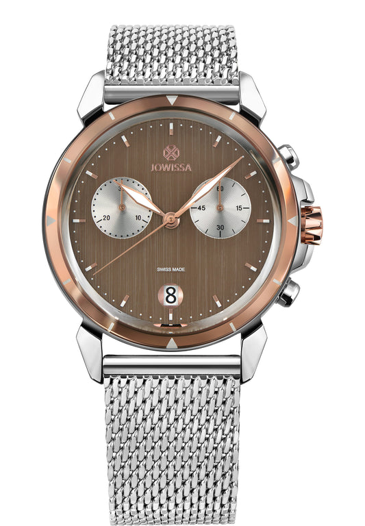 J7.140.L Lewy 6 swiss watch for men with silver strap and brown dial - it is all swiss made