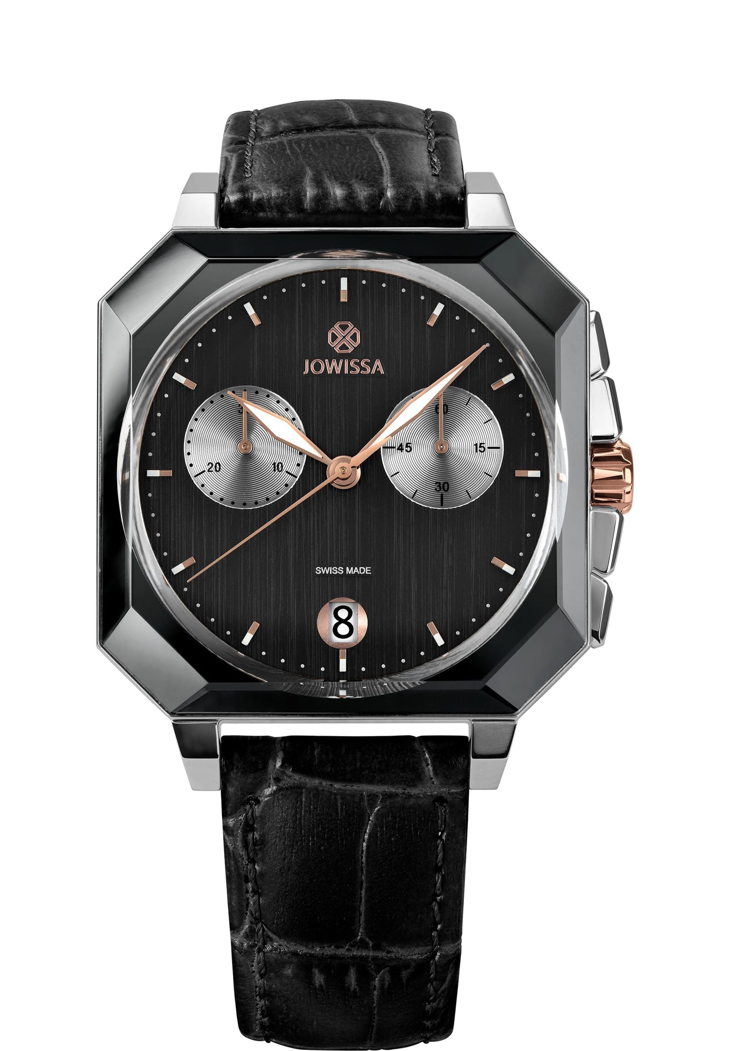 J7.143.L Front View of a Octa 6 Swiss Watch Chronograph by Jowissa Black