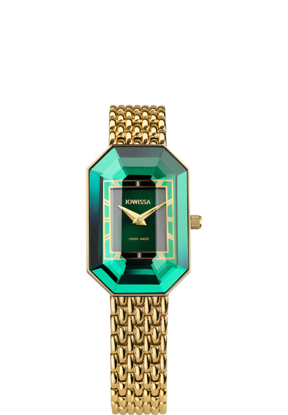 Green jowissa watch for ladies with gold strap and green dial - watch made for women in switzerland