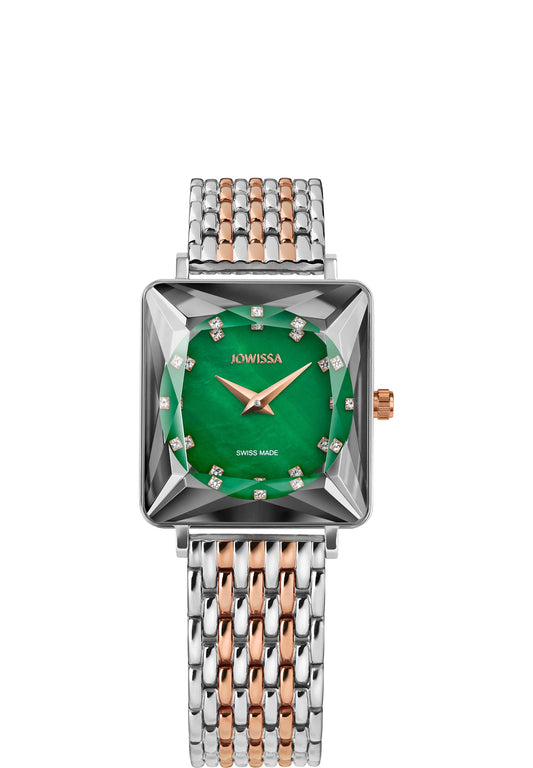 J8.096.M Green Womens Watch Women's Swiss made Watches Swiss Ladies Watches Stainless Steel Silver-Rosegold