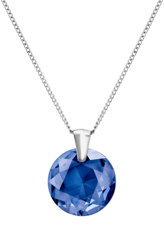 Front Image of Facet Brilliant | Womens | Necklace | Stainless Steel | silver | blue Stone | Fashion Jewelry | JS.0037 | Jowissa | Austrian Crystal