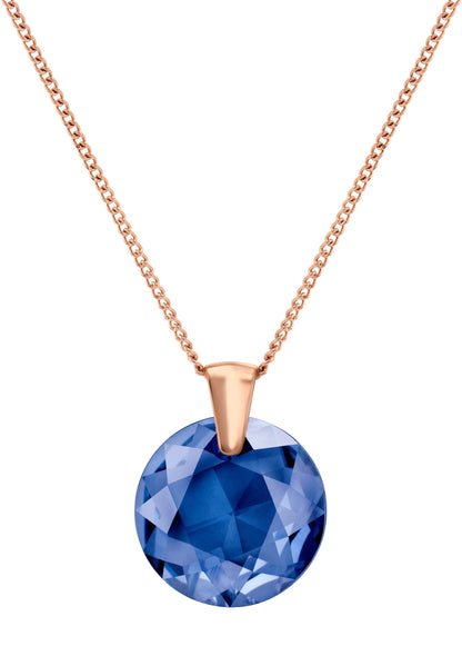 Front Image of Facet Brilliant | Womens | Necklace | Stainless Steel | rose-gold | blue Stone | Fashion Jewelry | JS.0038 | Jowissa | Austrian Crystal