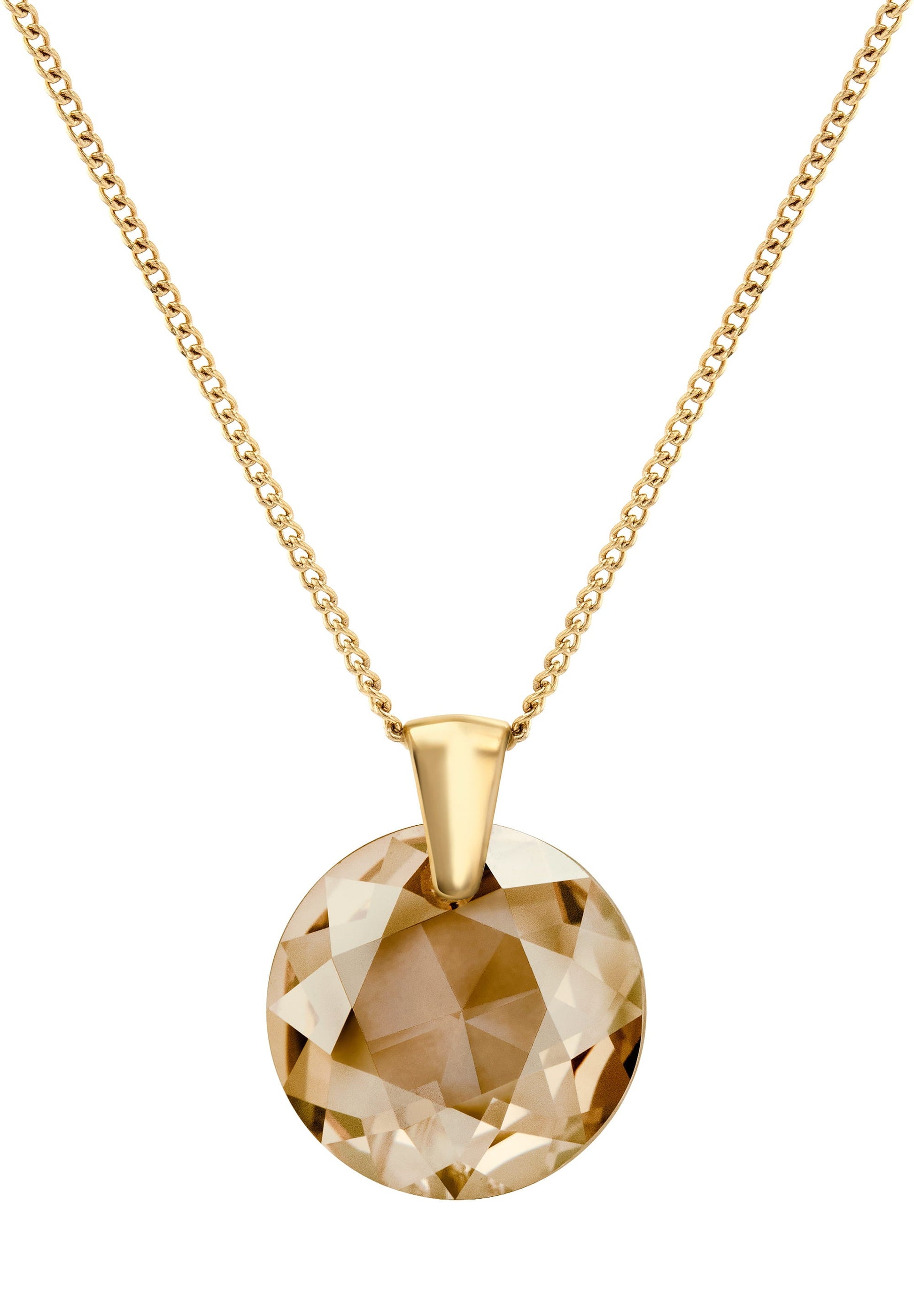 Front Image of Facet Brilliant | Womens | Necklace | Stainless Steel | gold Stone | Fashion Jewelry | JS.0039 | Jowissa | Austrian Crystal