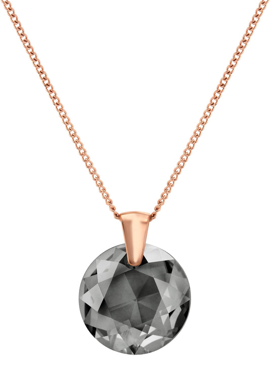 Front Image of Facet Brilliant | Womens | Necklace | Stainless Steel | black | rose-gold Stone | Fashion Jewelry | JS.0041 | Jowissa | Austrian Crystal