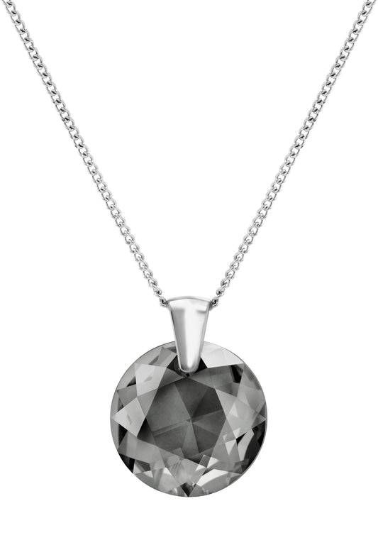 Front Image of Facet Brilliant | Womens | Necklace | Stainless Steel | silver | black Stone | Fashion Jewelry | JS.0042 | Jowissa | Austrian Crystal