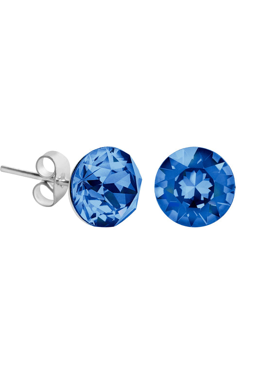 Front Image of Facet Brilliant | Womens | Earrings | Stainless Steel | silver | blue Stone | Fashion Jewelry | JS.0057 | Jowissa | Austrian Crystal