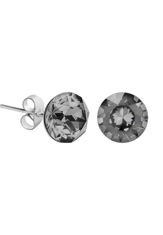 Front Image of Facet Brilliant | Womens | Earrings | Stainless Steel | silver | black Stone | Fashion Jewelry | JS.0059 | Jowissa | Austrian Crystal