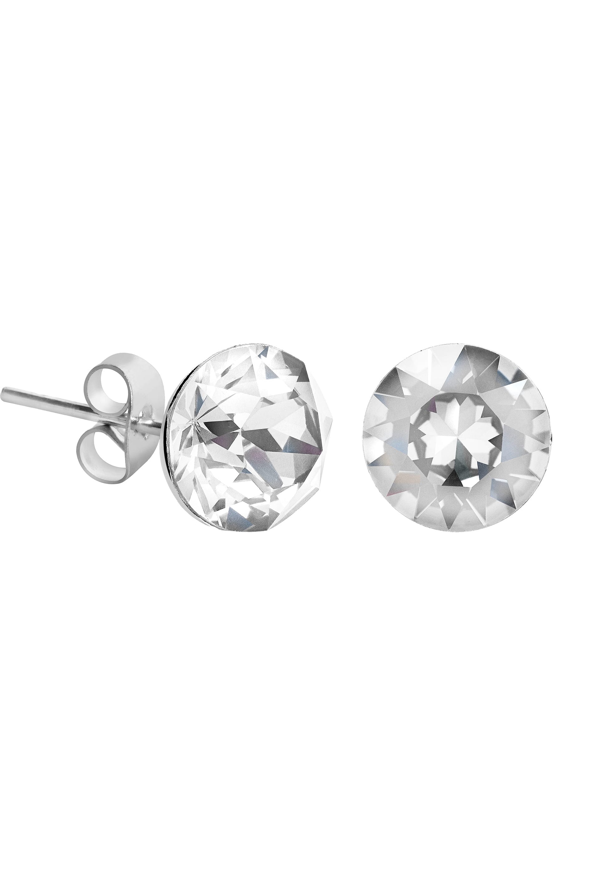 Front Image of Facet Brilliant | Womens | Earrings | Stainless Steel | silver | white Stone | Fashion Jewelry | JS.0060 | Jowissa | Austrian Crystal