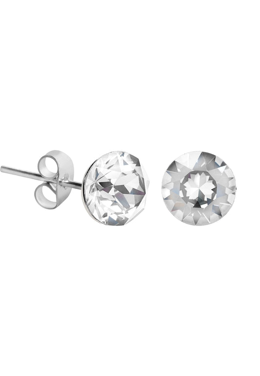 Front Image of Facet Brilliant | Womens | Earrings | Stainless Steel | silver | white Stone | Fashion Jewelry | JS.0063 | Jowissa | Austrian Crystal