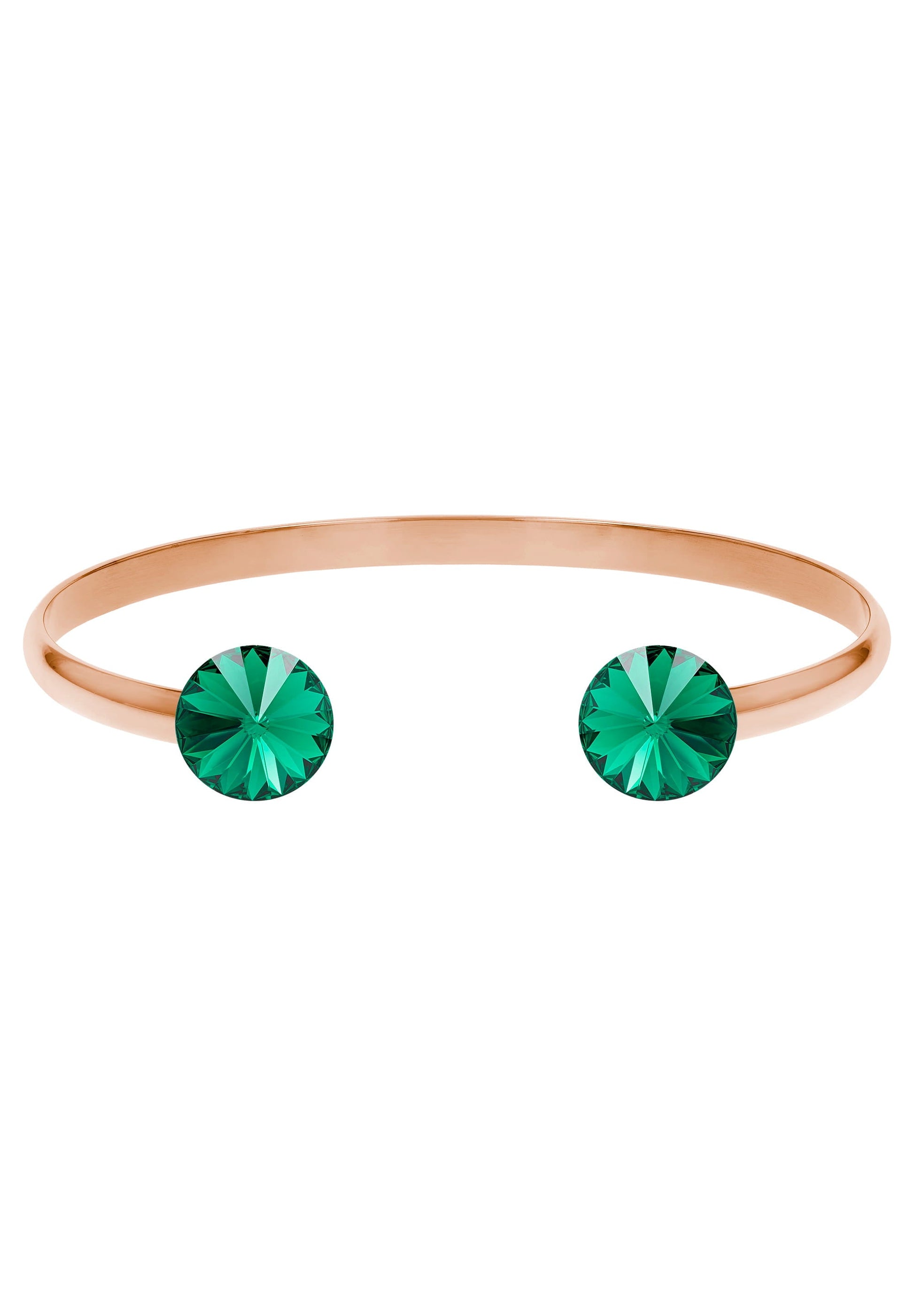 Front Image of Facet Pyramid | Womens | Bracelet | Stainless Steel | rose-gold | green Stone | Fashion Jewelry | JS.0065.L | Jowissa | Austrian Crystal