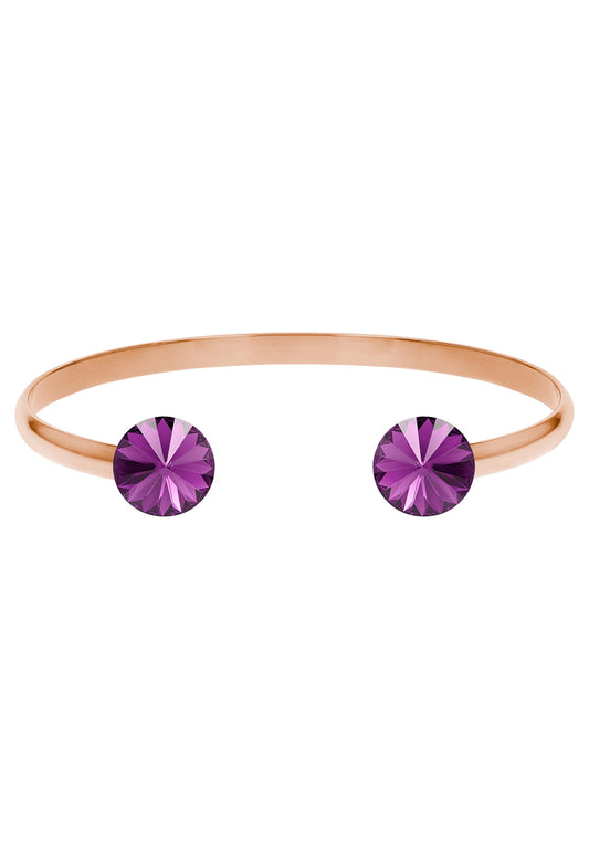 Front Image of Facet Pyramid | Womens | Bracelet | Stainless Steel | rose-gold | purple Stone | Fashion Jewelry | JS.0067.L | Jowissa | Austrian Crystal