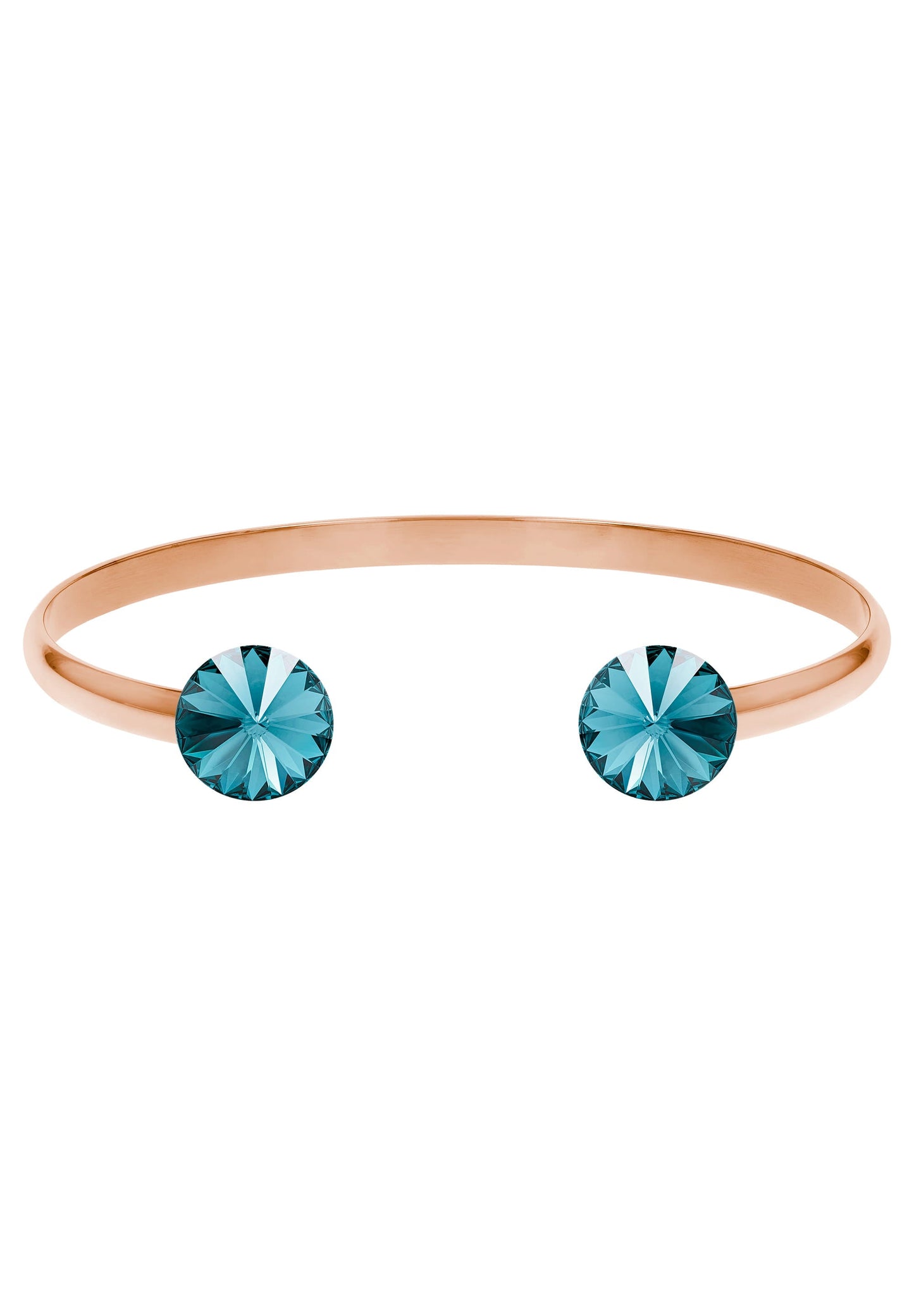 Front Image of Facet Pyramid | Womens | Bracelet | Stainless Steel | rose-gold | light-blue Stone | Fashion Jewelry | JS.0070.S | Jowissa | Austrian Crystal