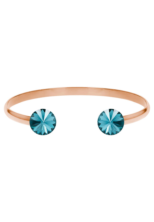 Front Image of Facet Pyramid | Womens | Bracelet | Stainless Steel | rose-gold | light-blue Stone | Fashion Jewelry | JS.0070.S | Jowissa | Austrian Crystal