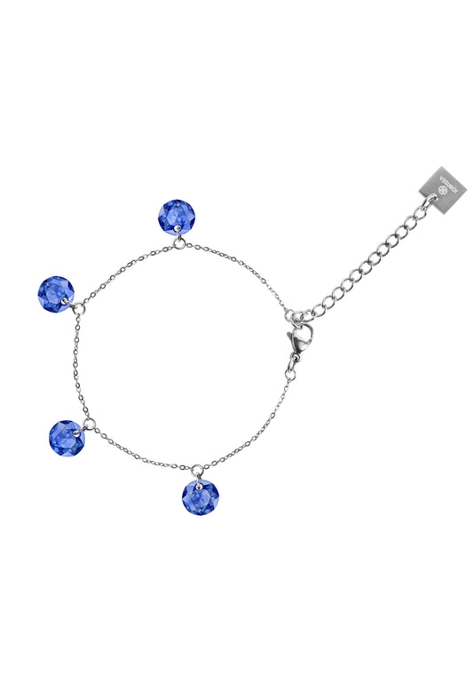 Front Image of Facet Brilliant | Womens | Bracelet | Stainless Steel | blue | silver Stone | Fashion Jewelry | JS.0073 | Jowissa | Austrian Crystal