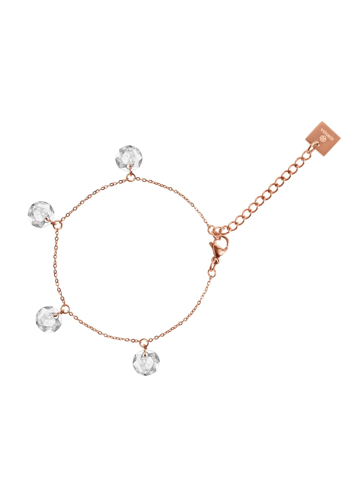 Front Image of Facet Brilliant | Womens | Bracelet | Stainless Steel | rose-gold | white Stone | Fashion Jewelry | JS.0079 | Jowissa | Austrian Crystal