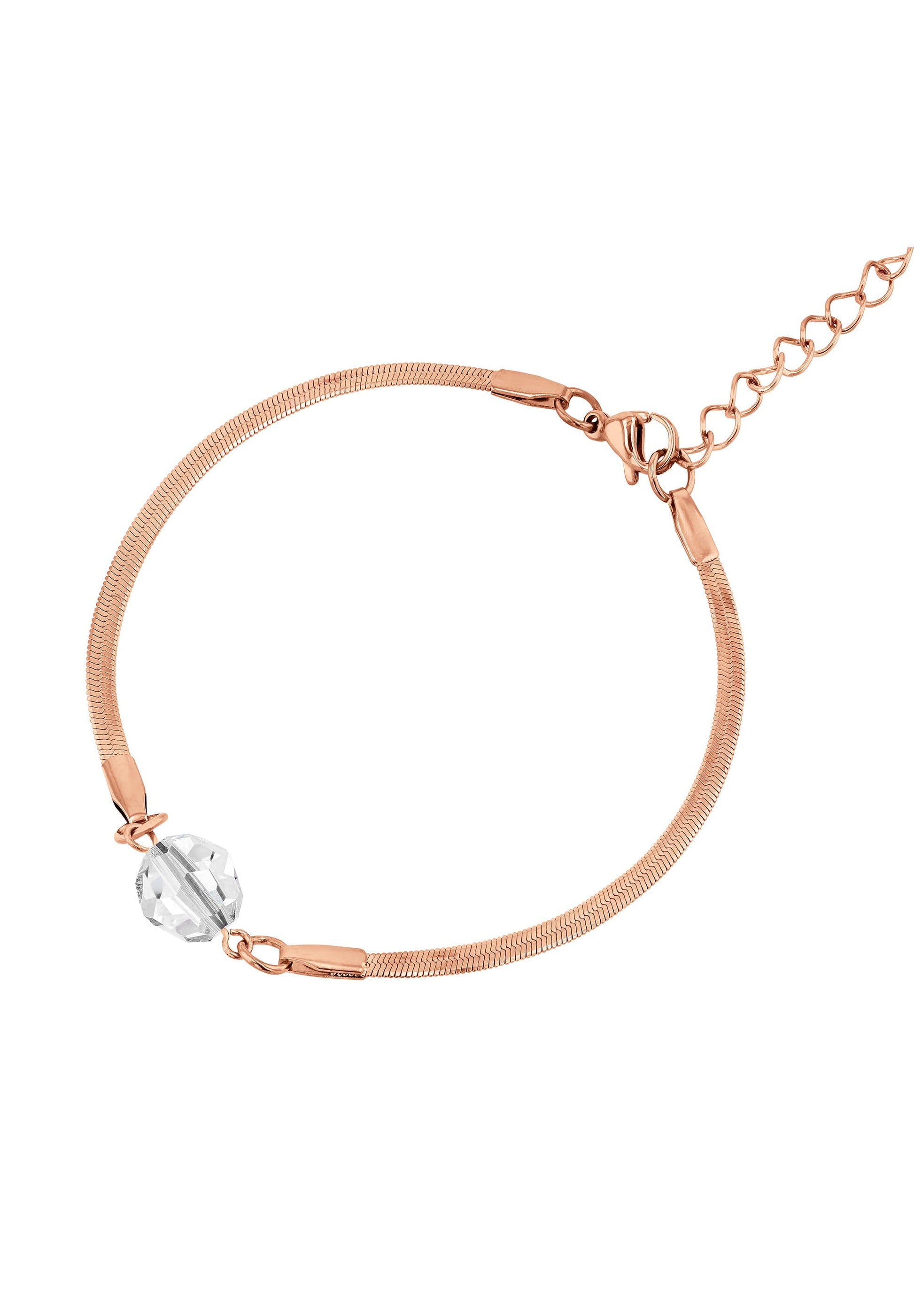 Front Image of Magic Facet | Womens | Bracelet | Stainless Steel | rose-gold | white Stone | Fashion Jewelry | JS.0082 | Jowissa | Austrian Crystal