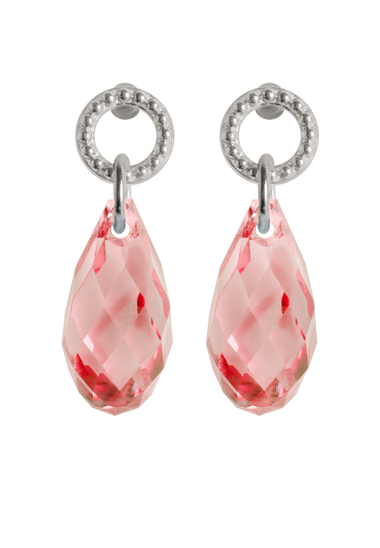 Front Image of Facet Briolette | Womens | Earrings | Stainless Steel | pink | silver Stone | Fashion Jewelry | JS.0196 | Jowissa | Austrian Crystal