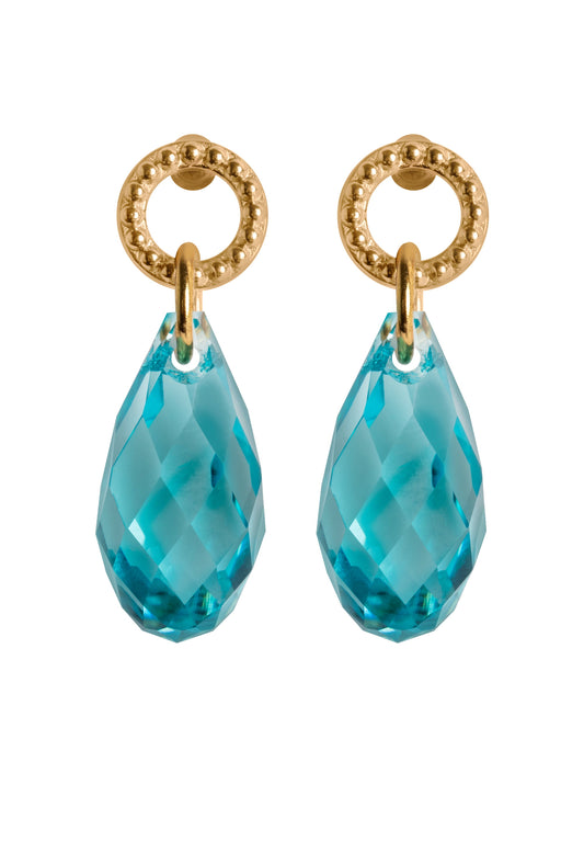 Front Image of Facet Briolette | Womens | Earrings | Stainless Steel | light-blue | gold Stone | Fashion Jewelry | JS.0197 | Jowissa | Austrian Crystal