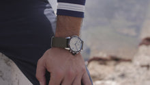 Load and play video in Gallery viewer, Swiss made watch for men with green strap and white dial 
